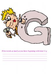 English Worksheet: Letters G , H , I 