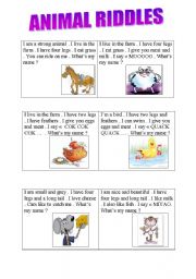 English Worksheet: ANIMAL RIDDLES