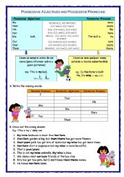 English Worksheet: Possessive adjectives and possessive pronouns