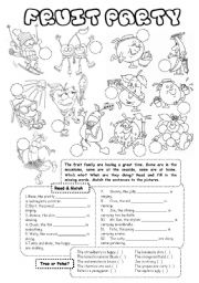 English Worksheet: Fruit Party