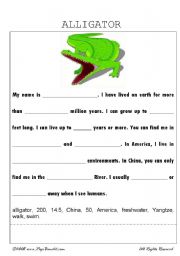 English worksheet: Alligator