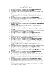 English Worksheet: Topics for writing essays