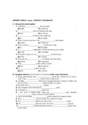 English worksheet: Present Simple versus Present Continuous