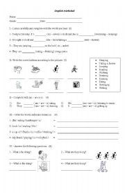 English worksheet: present continuous