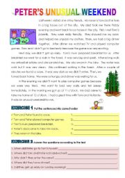English Worksheet: reading (simple past)