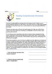 English Worksheet: Reading comprehension