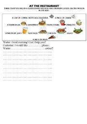 English Worksheet: at the restaurant 