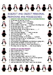 English Worksheet: Subject and object personal pronouns 