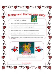 English Worksheet: Marge and Homer love Story - The way we werent - Episode 333 Season 15