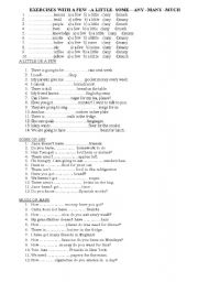 English Worksheet: Some any a few etc.