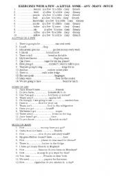 English worksheet: Some any a few etc.