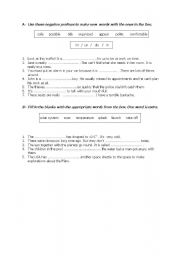 English worksheet: prefixes