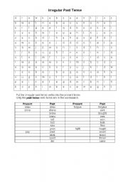 English worksheet: Irregular Verbs Wordsearch