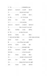 English Worksheet: was-were