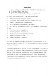 English worksheet: Speech marks