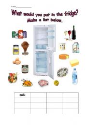 English Worksheet: in the fridge