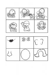 English Worksheet: everyday actions and faceparts bingo cards