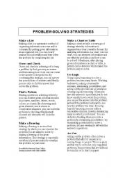 English Worksheet: Problem Solving Strategies