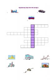 English worksheet: Means of transport - crossword