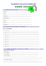 English Worksheet: vocabulary test (for Polish students) 