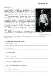 English Worksheet: Michael Owen reading