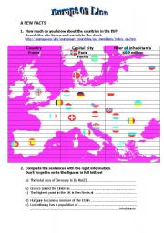 English Worksheet: Europe on line