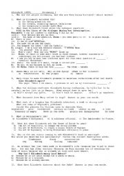 Elizabeth 1998 Film Listening and Comprehension worksheet