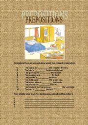 Prepositions of place - 2 pages(with answers and instructions)