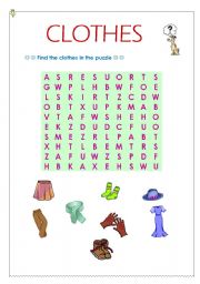 English Worksheet: clothes puzzle