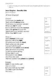 English worksheet: Beautiful girls - Sean Kingston