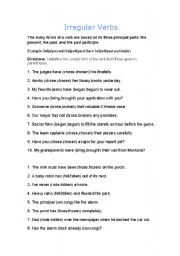 English Worksheet: irregular verbs