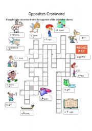 English Worksheet: Opposites crossword