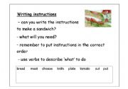 English Worksheet: Writing instructions to make a sandwich