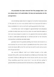 English Worksheet: Punctuation -  staying with Grandma