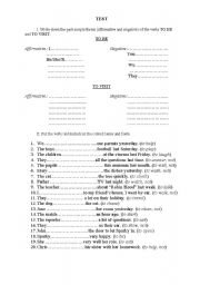 English worksheet: Past Simple of regular verbs and the verb to be