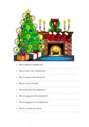 English Worksheet: Christmas Tree under/above etc Worksheet