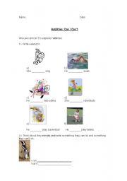 English Worksheet: WHAT CAN THEY DO??