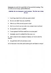 English Worksheet: Homonym