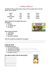 English Worksheet: garfield goeshollywood