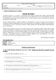 English Worksheet: Eating disorders - 