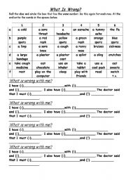 English Worksheet: What is wrong with me