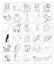 English Worksheet: ANIMALS BINGO