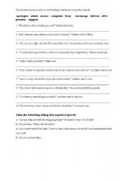 English Worksheet: reported speech (introductory verbs)