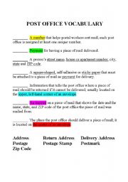 English Worksheet: post office vocabulary