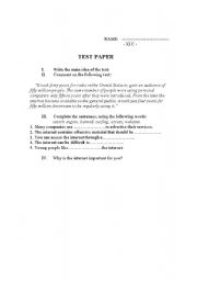 English Worksheet: the internet  
