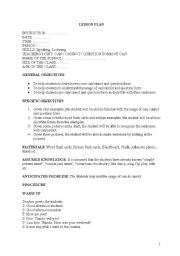 English worksheet: Lesson Plan for Can&cannot