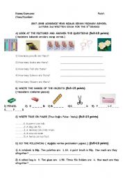 English Worksheet: 5th grade exam