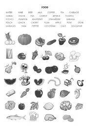 English Worksheet: Food B&W