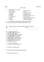 English worksheet: 4th grade test