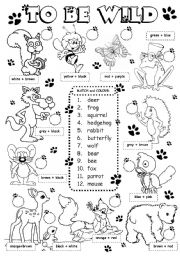 English Worksheet: To be wild - animals (2/3)